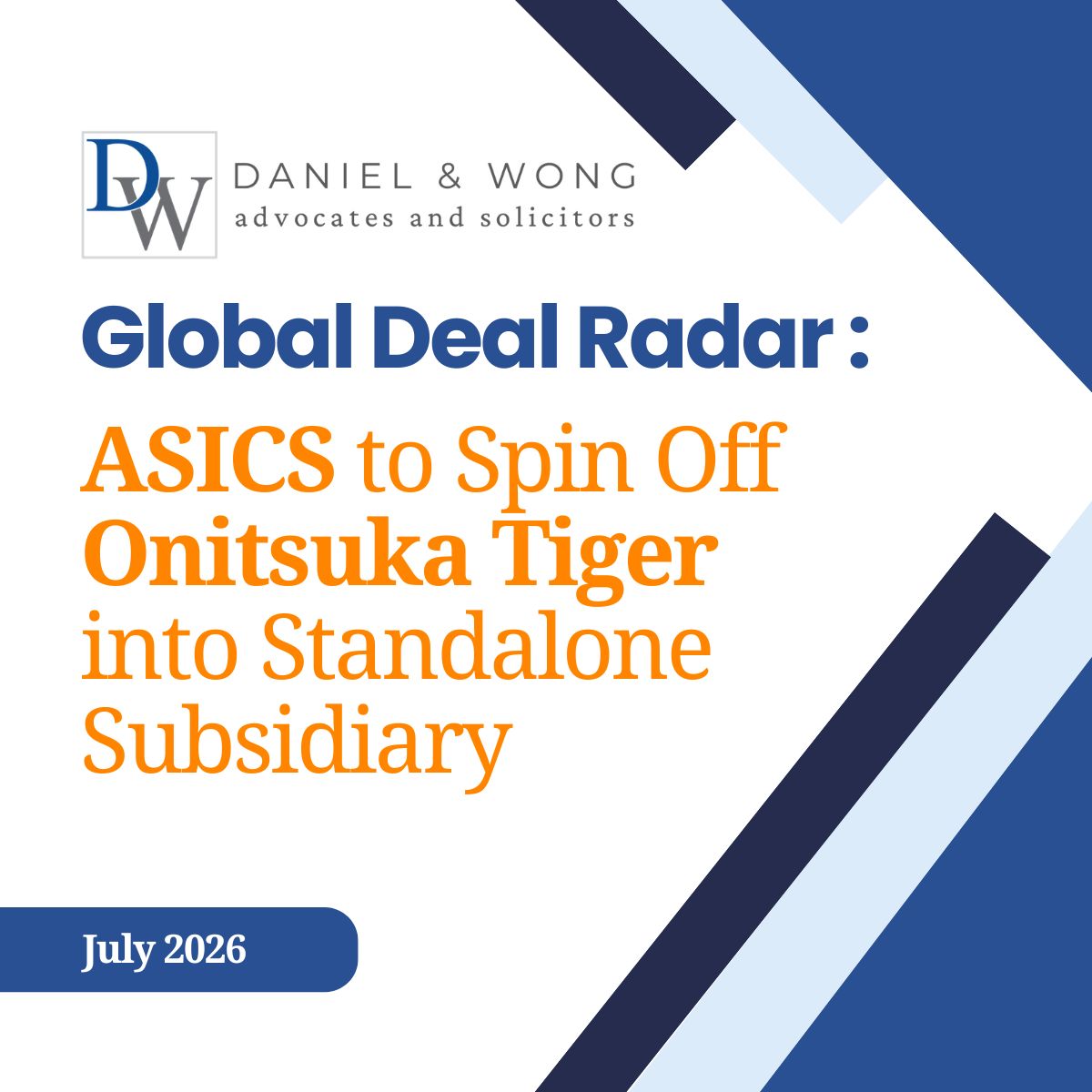ASICS to Spin Off Onitsuka Tiger into Standalone Subsidiary