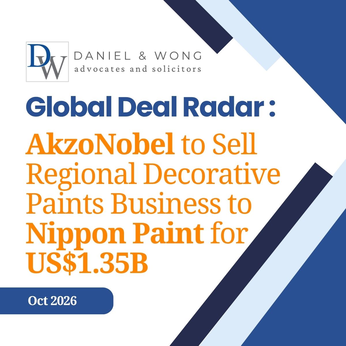 GDR Title: AkzoNobel to Sell Regional Decorative Paints business to Nippon Paint for US$1.35B