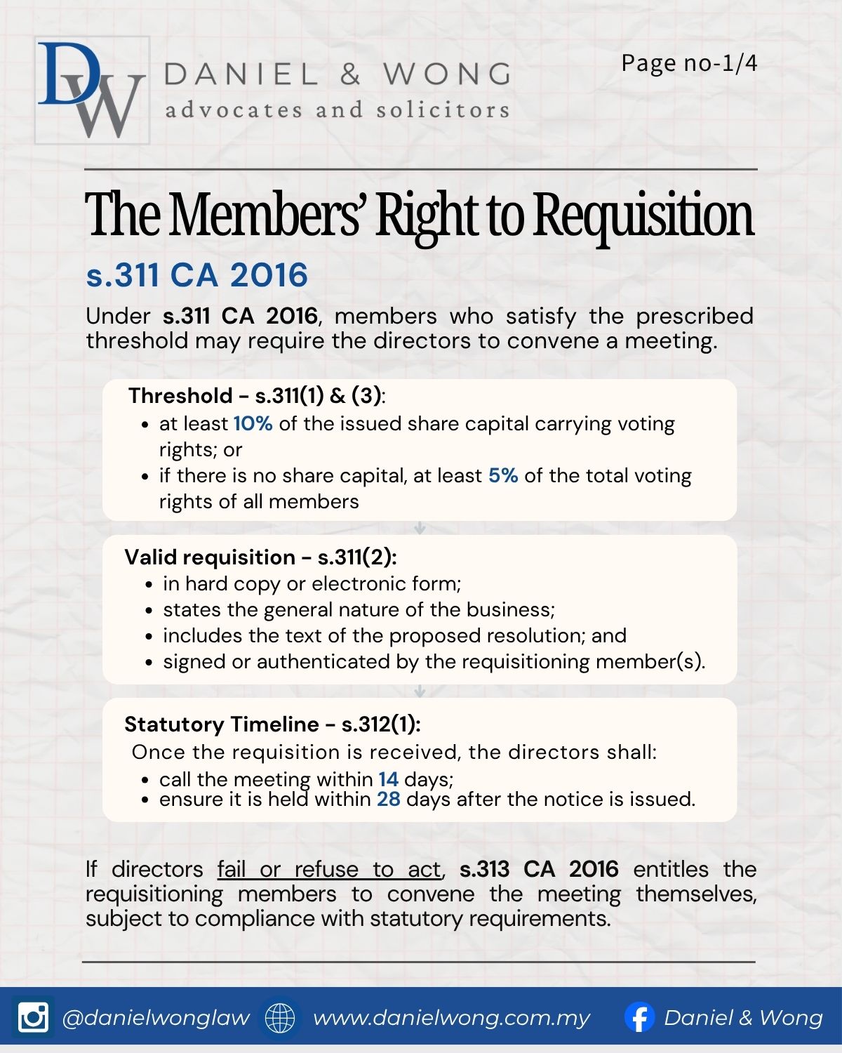 Members' Right to Requisition - Statutory Framework of s.311 CA 2016
